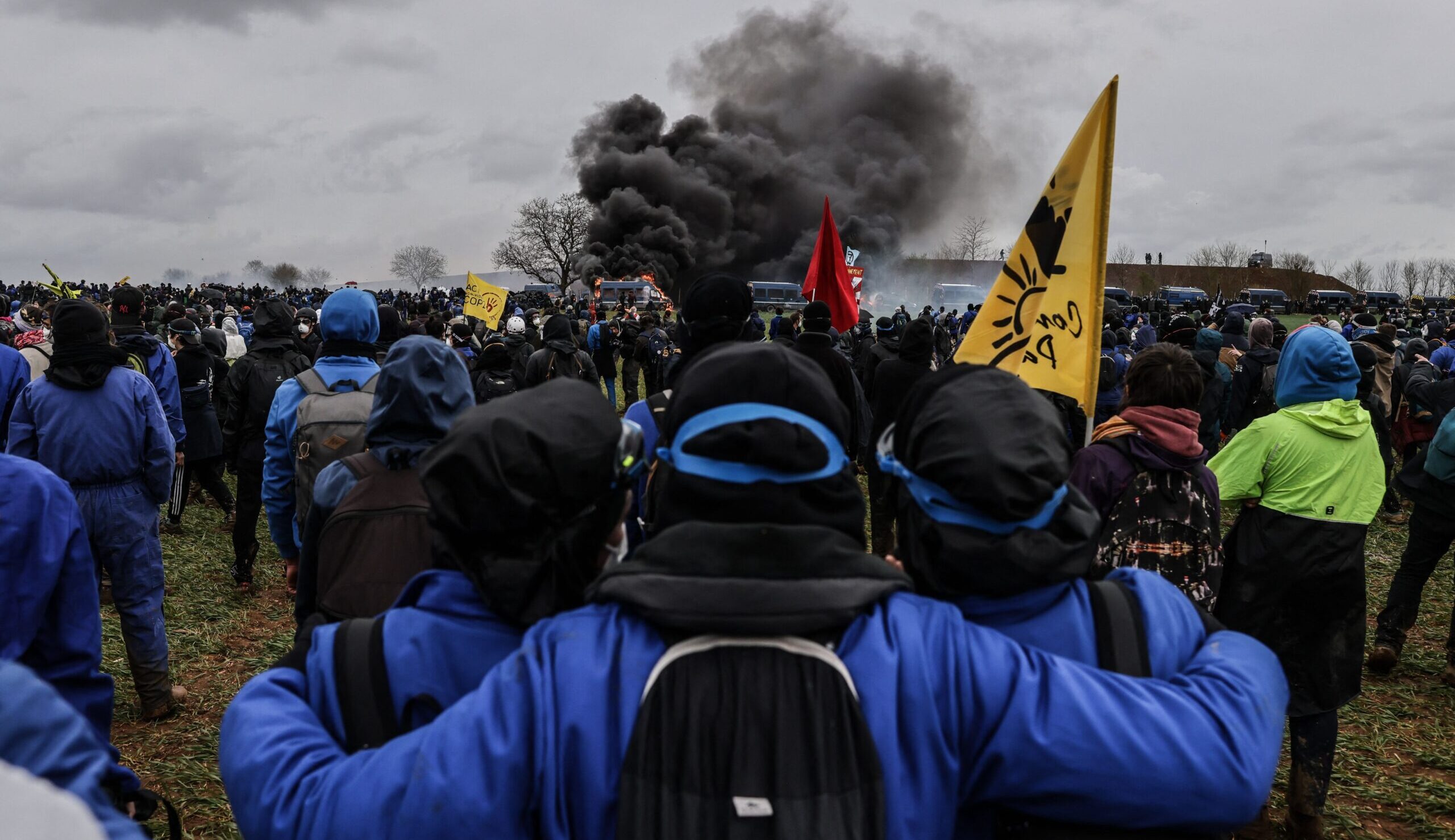 Protesters in Sainte-Soline this weekend. Credit: Getty