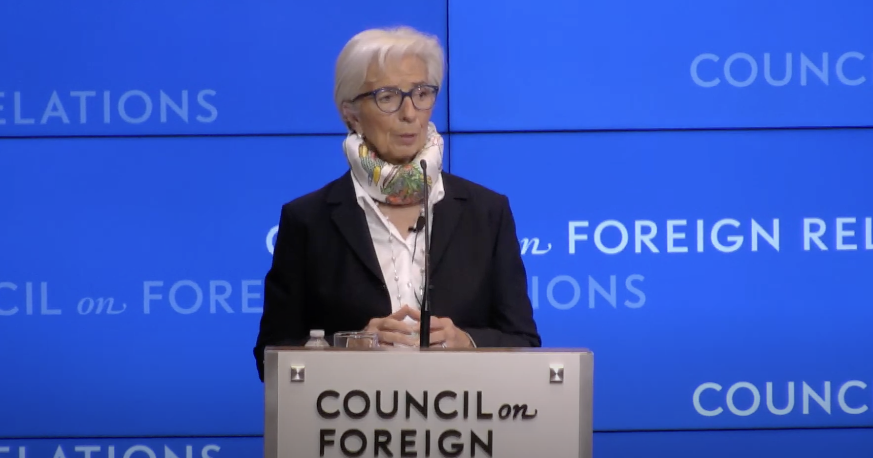Christine Lagarde speaks in New York