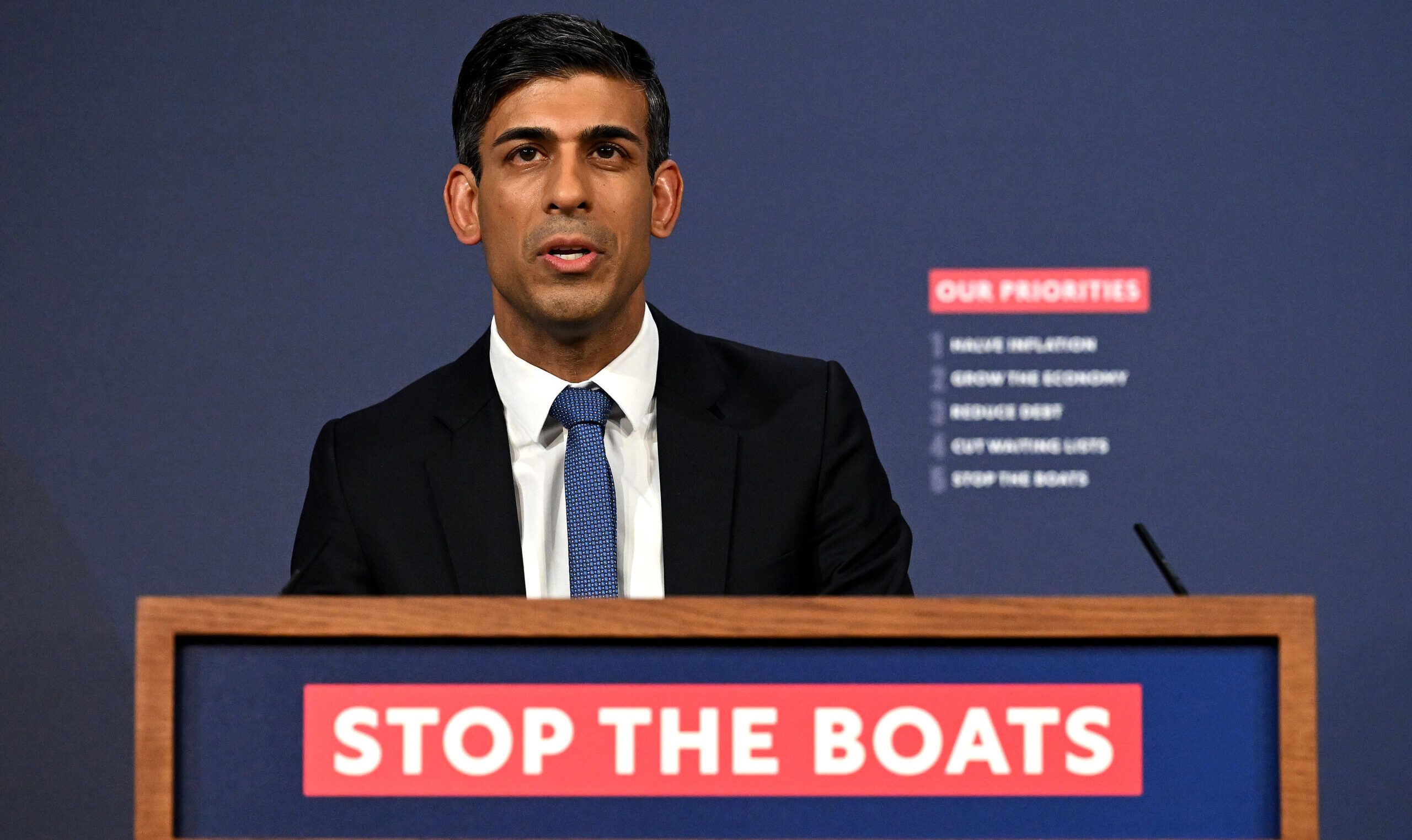 Rishi Sunak has this year launched legislation targeting migrant channel crossings. Credit: Getty