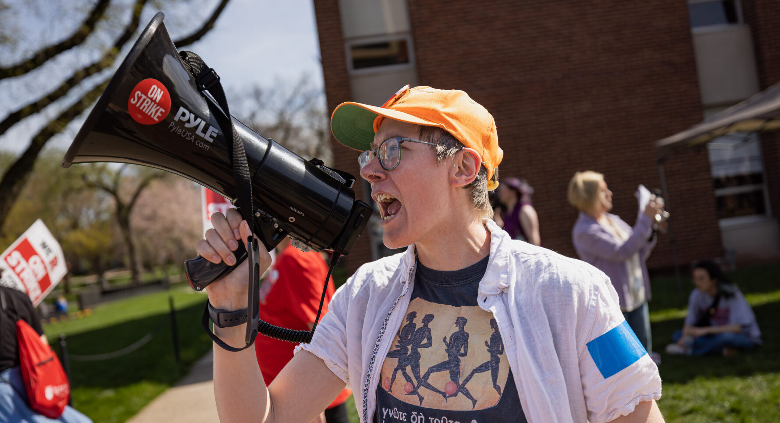 A protester at Rutgers University in New Jersey last month. Credit: Getty
