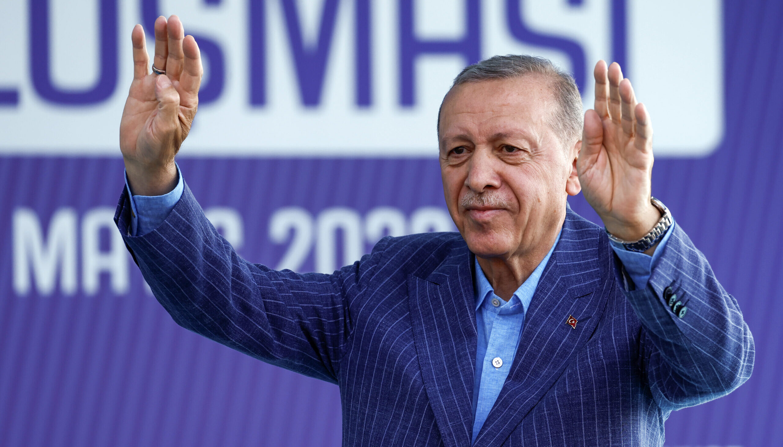 President Recep Tayyip Erdogan speaks at his final election campaign rally in Istanbul on 27th May. Credit: Getty