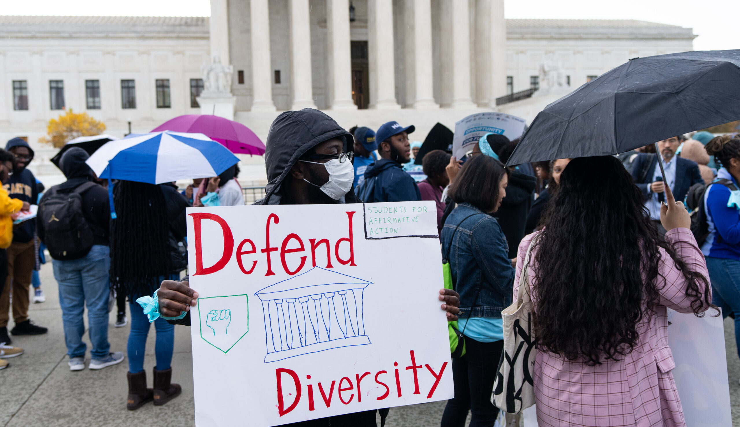Protestors in front of the US Supreme Court at an earlier hearing. Credit: Getty