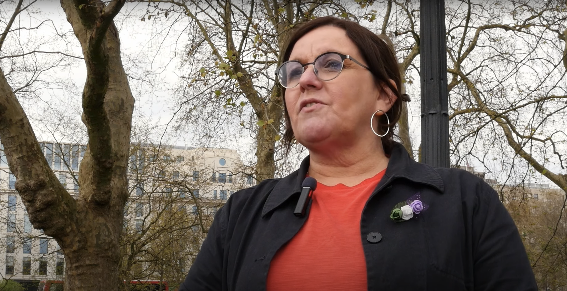 Denise Fahmy at the #SaveWomensSports rally in Hyde Park, London. Credit: YouTube