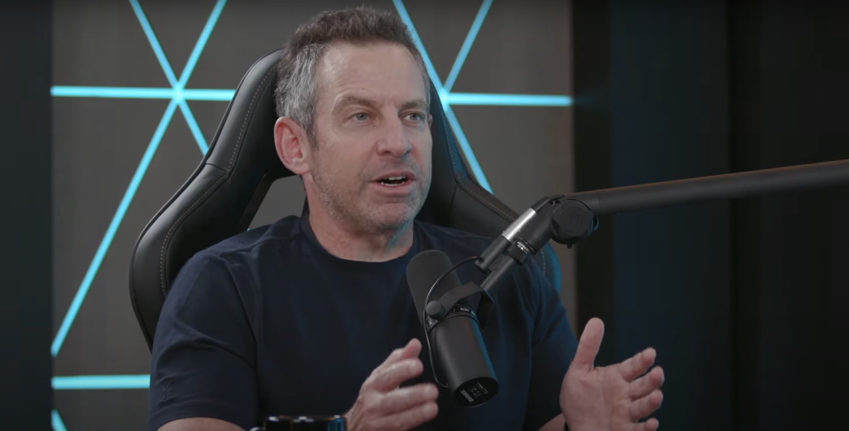 Sam Harris on the Impact Theory podcast. Credit: YouTube