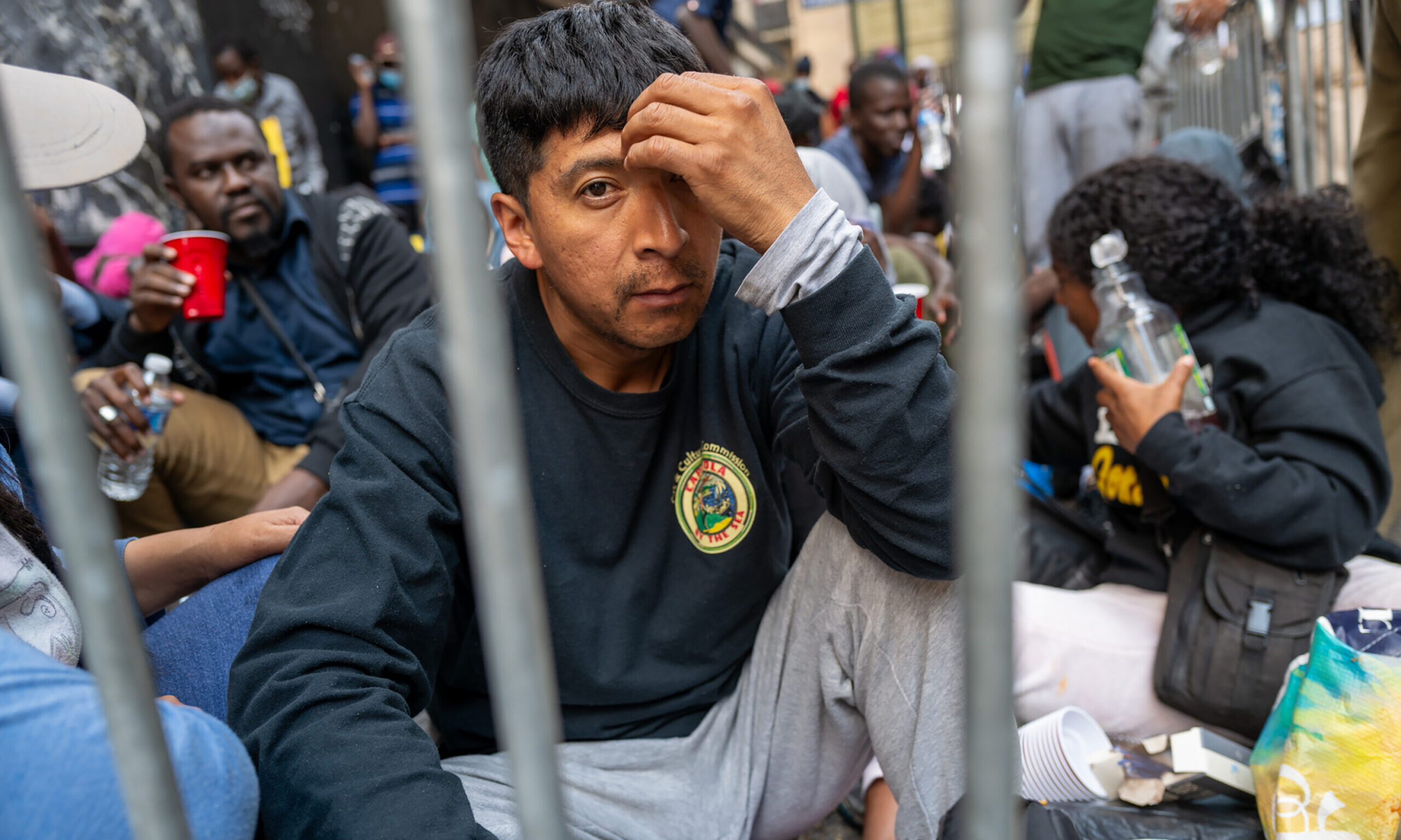 Migrants to New York City camp outside of the Roosevelt Hotel. Credit: Getty