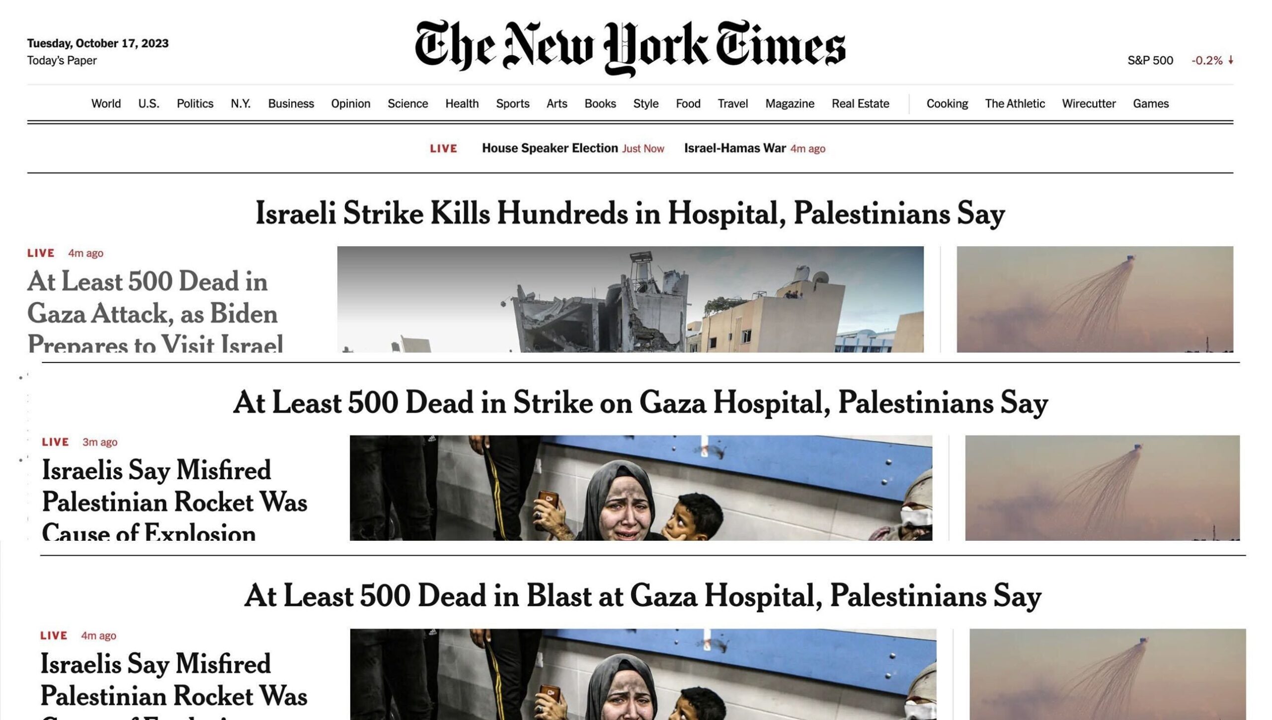 The changing headlines of the New York Times. Credit: Twitter