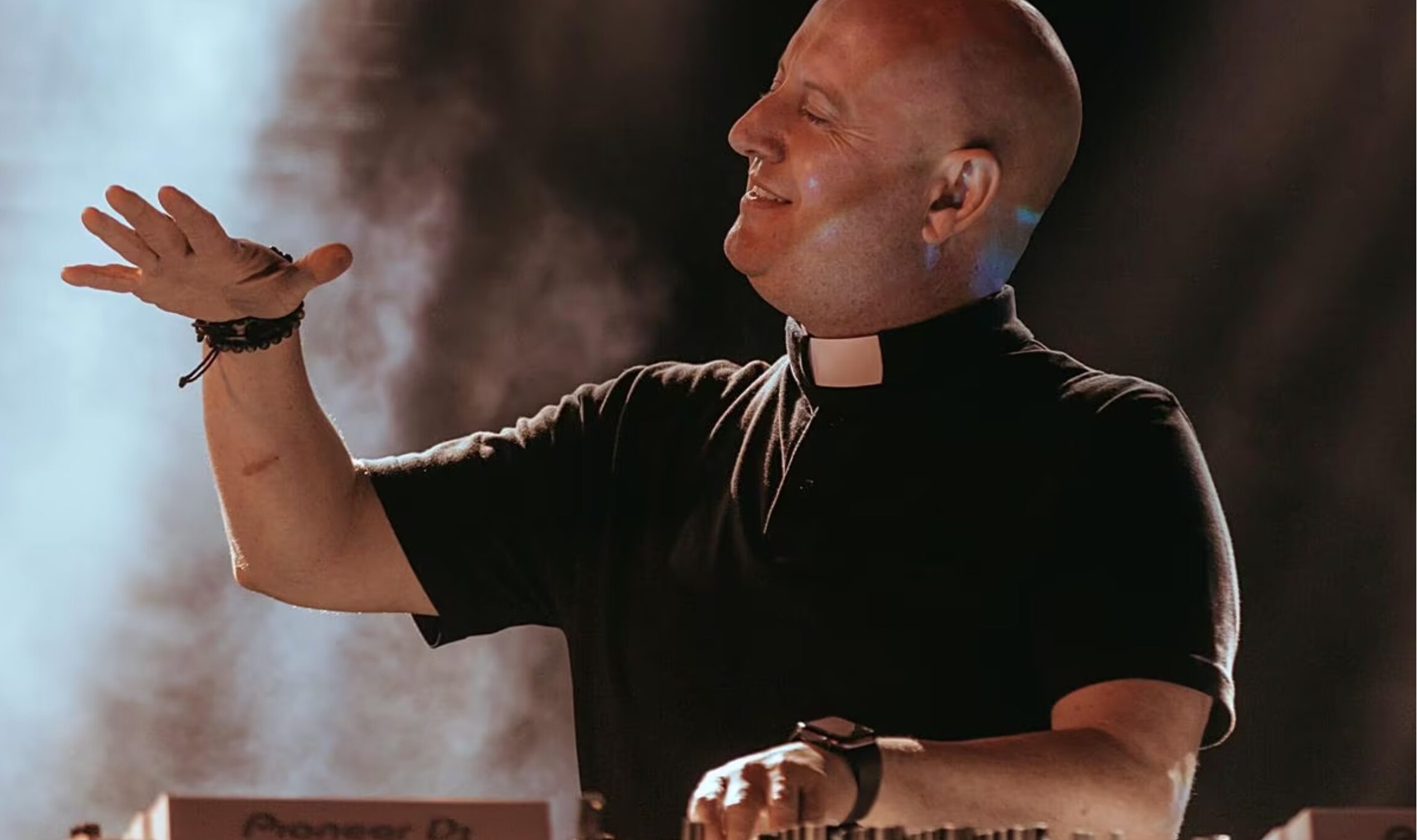 Father Guilherme drops some phat beats. Credit: Facebook