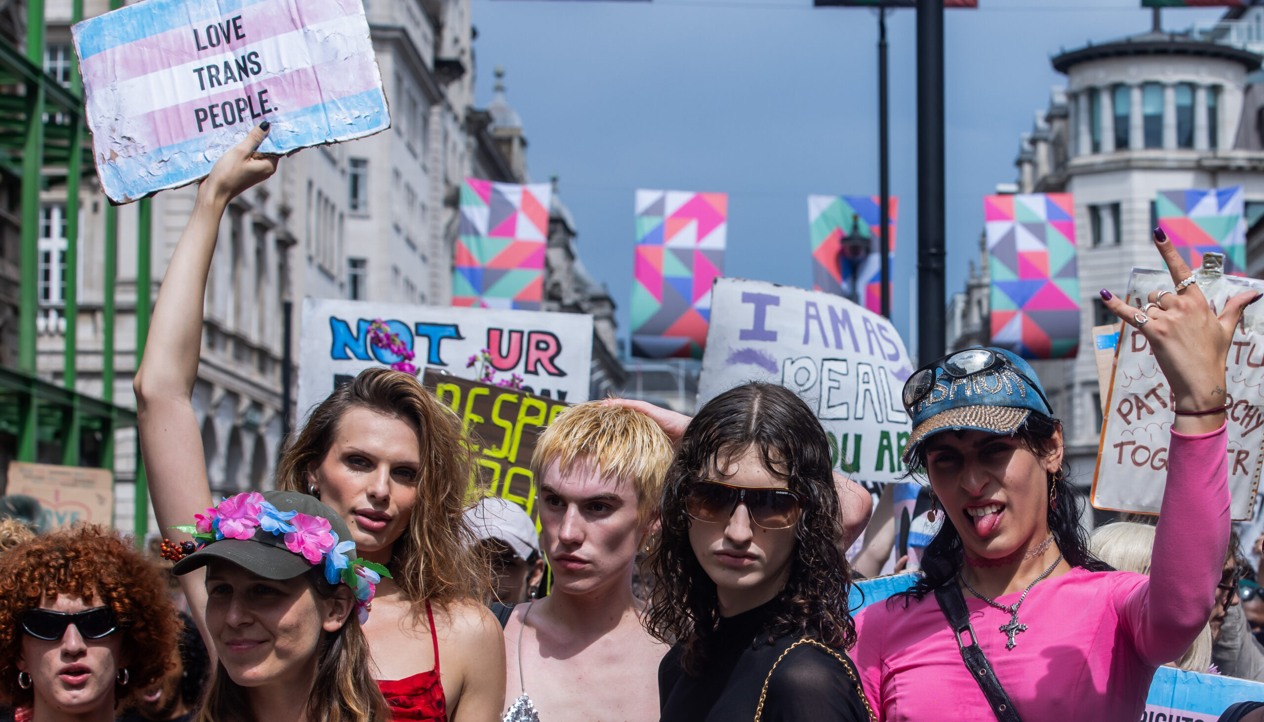 Attendees at a Pride march in London this year. Credit: Getty