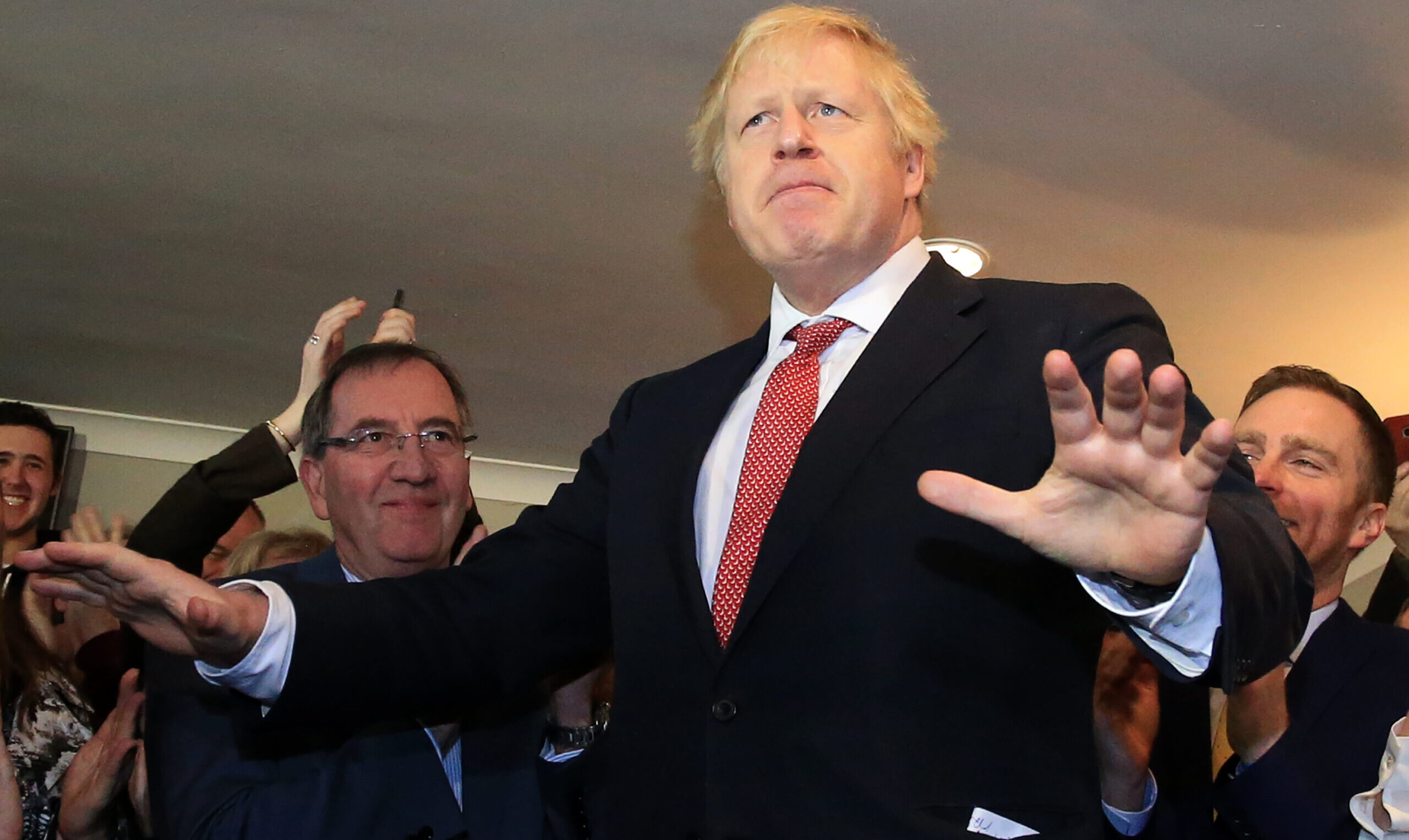 Boris Johnson speaks in Sedgefield following the Conservatives' 2019 general election victory. Credit: Getty