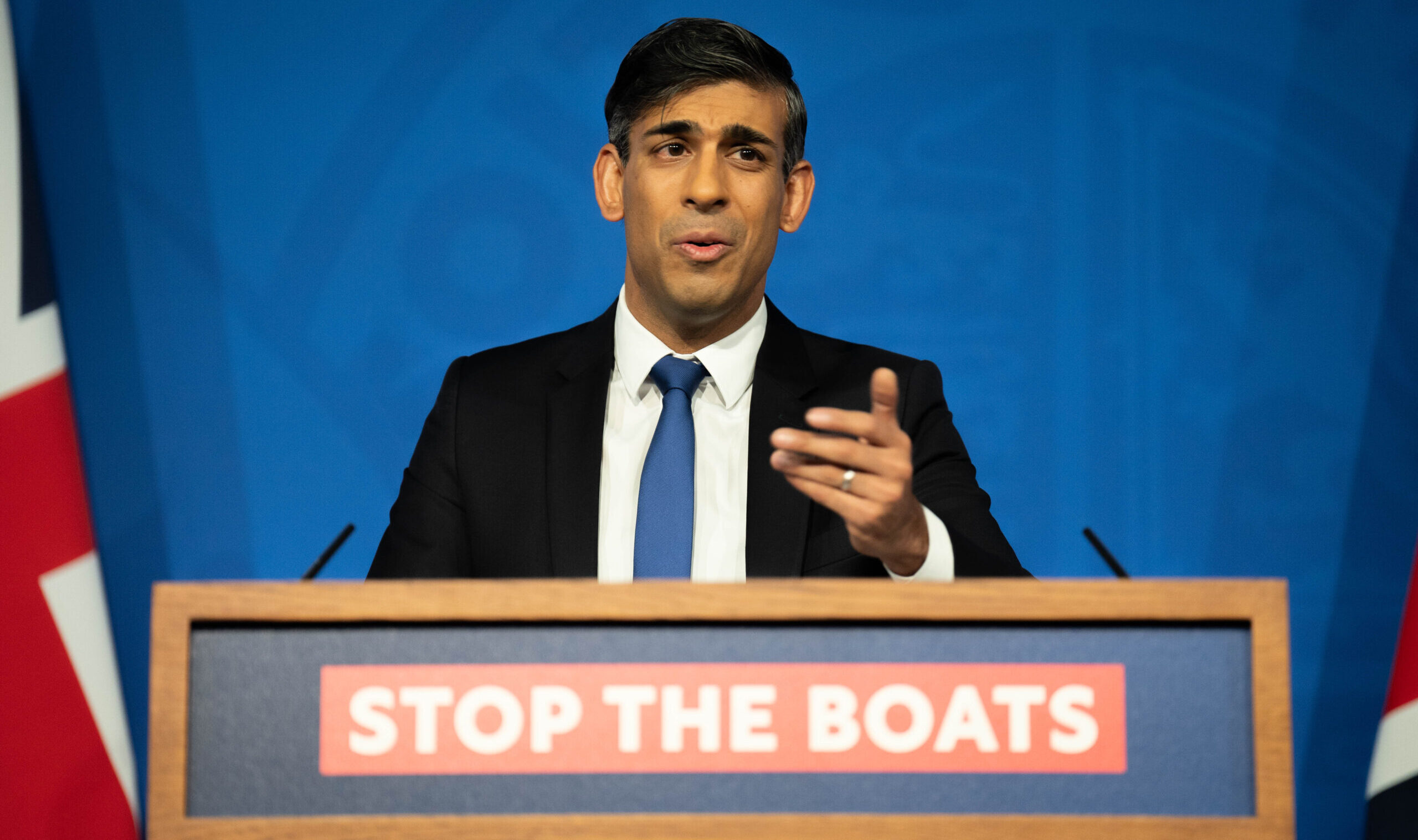 Rishi Sunak speaking in Downing Street this morning.