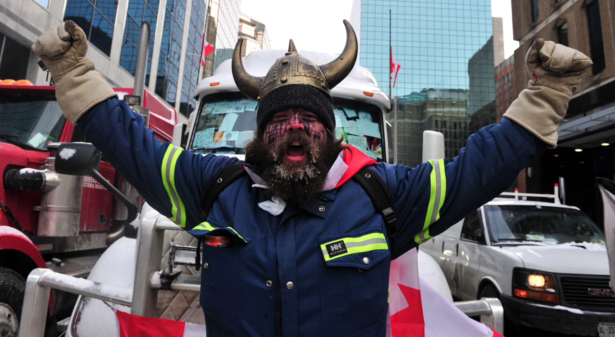 Protesting truckers make their voices heard in Ottawa in 2022. Credit: Getty