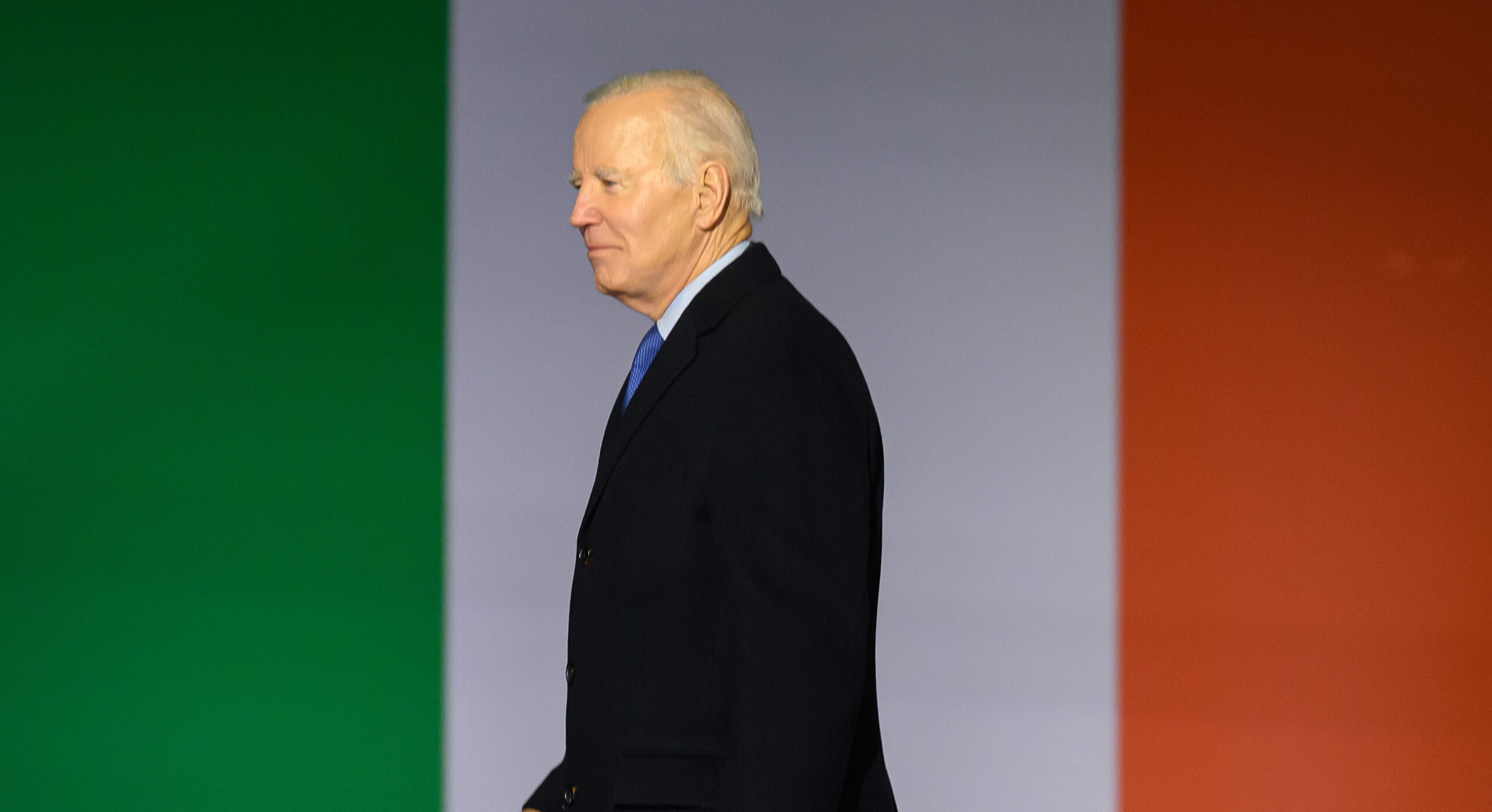 A Joe Biden mural was defaced in his ancestral village of Ballina in County Mayo. Credit: Getty