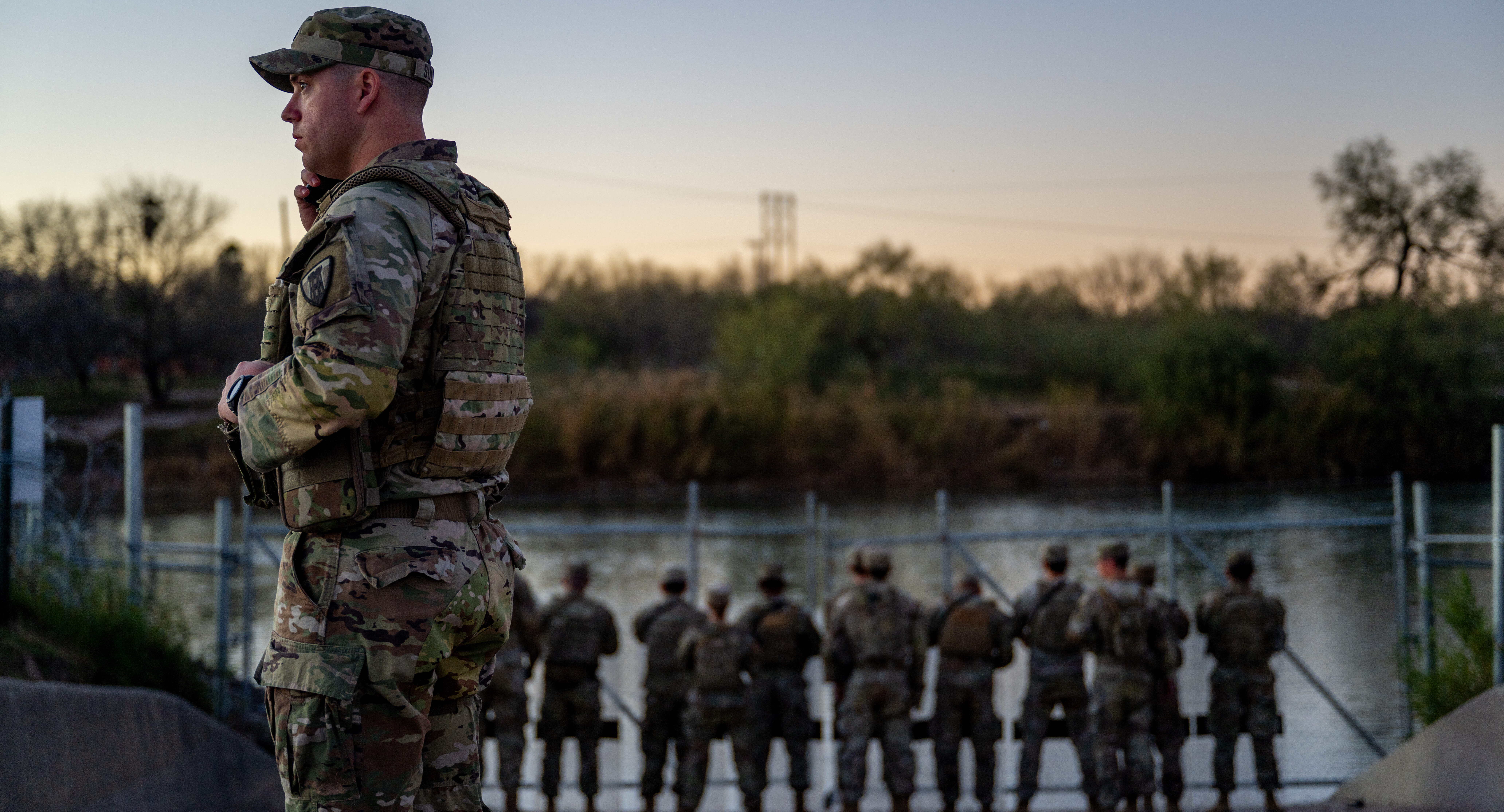 National Guard soldiers stand guard in Texas this month. Credit: Getty