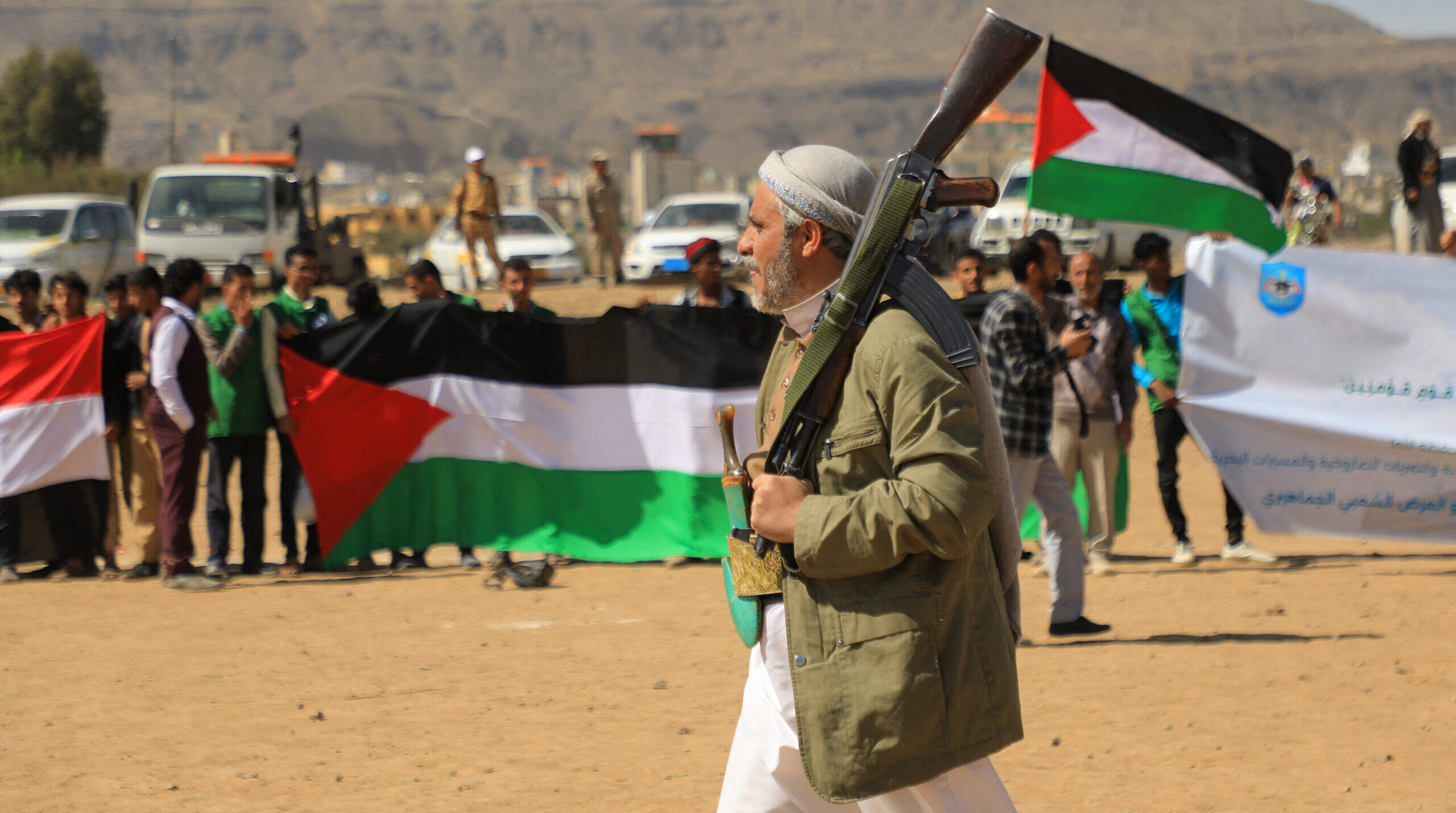 Houthi rebels in Yemen this week. Credit: Getty