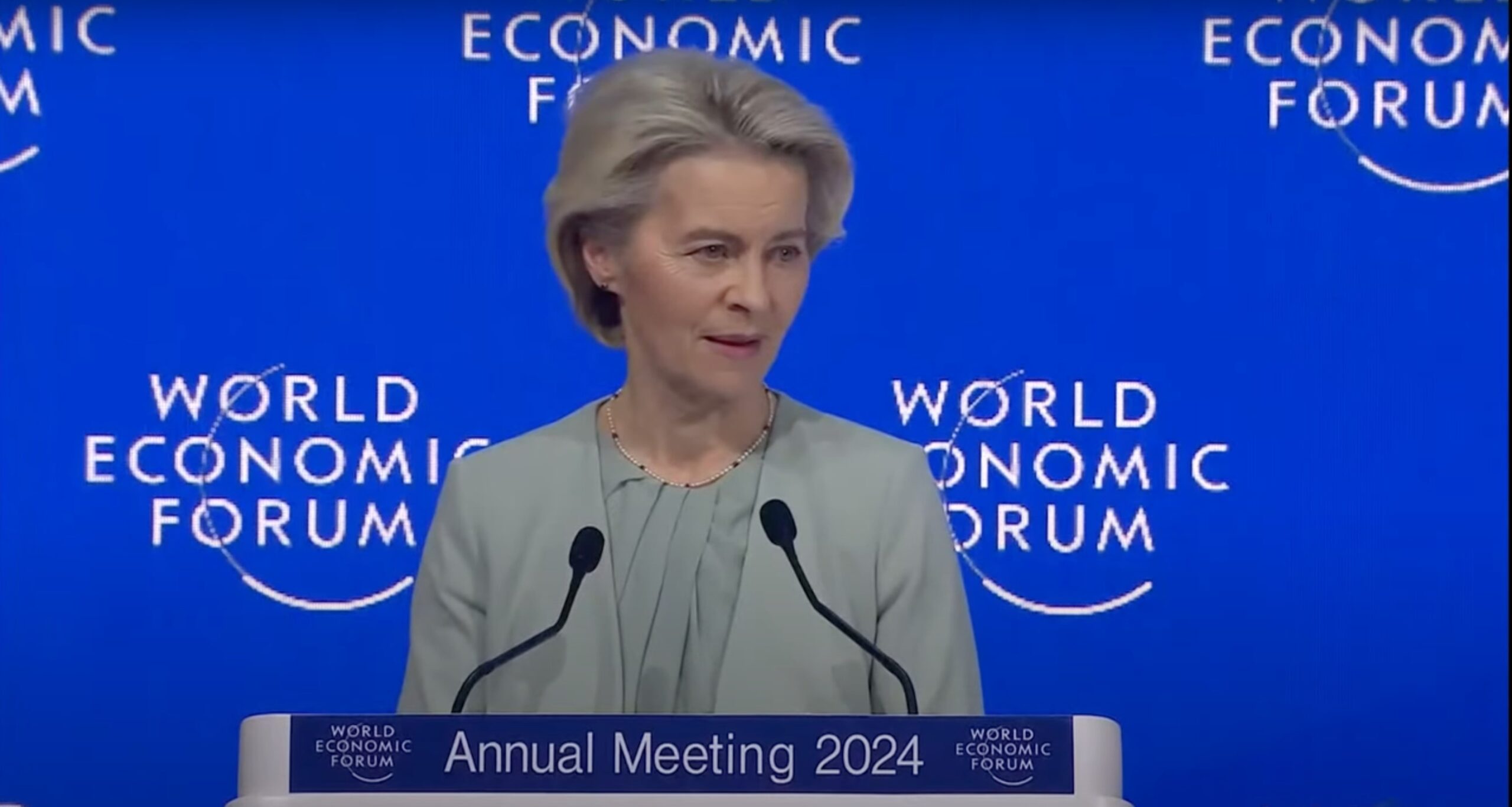 Ursula von der Leyen speaks in Davos on Tuesday. Credit: World Economic Forum