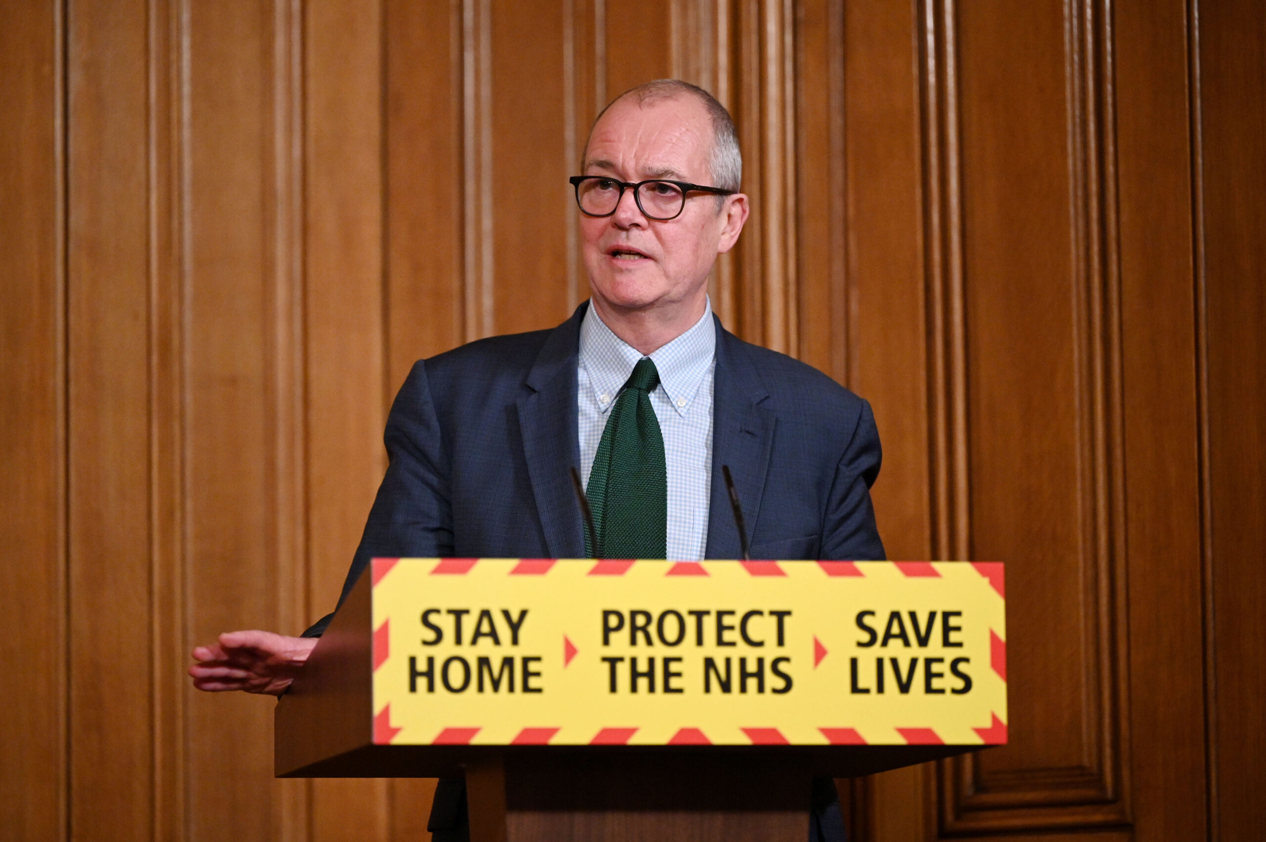 Sir Patrick Vallance speaks during a televised press conference at 10 Downing Street in 2021. Credit: Getty