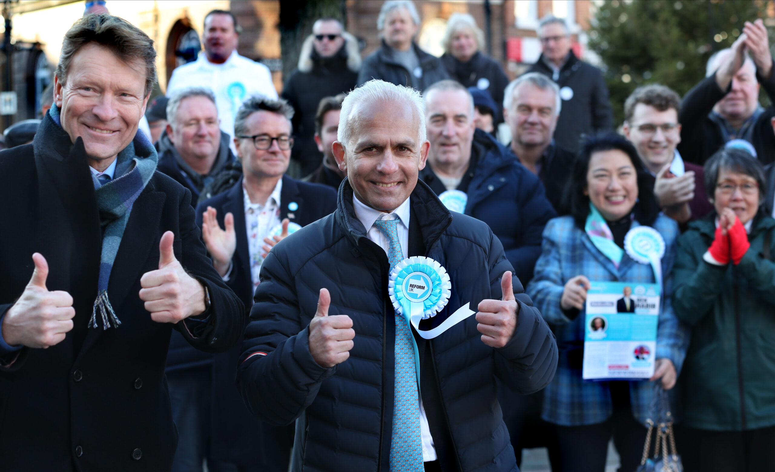 Reform UK leader Richard Tice and candidate Ben Habib campaign in Wellingborough. Credit: Getty