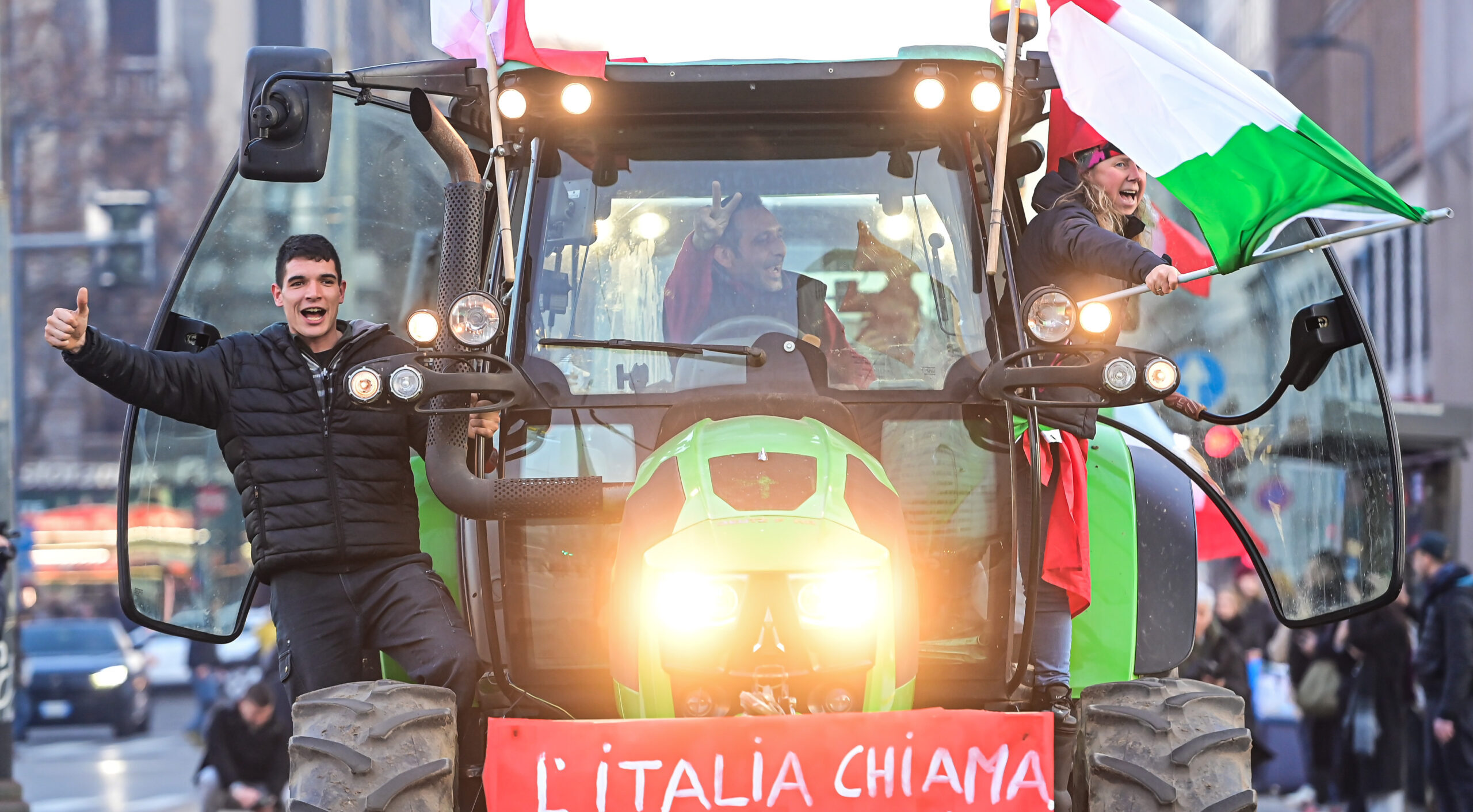 Farmers protest in Milan this month. Credit: Getty