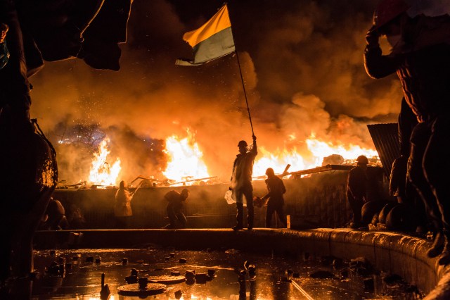 Protestors in Kyiv in 2014 (Brendan Hoffman/Getty Images)