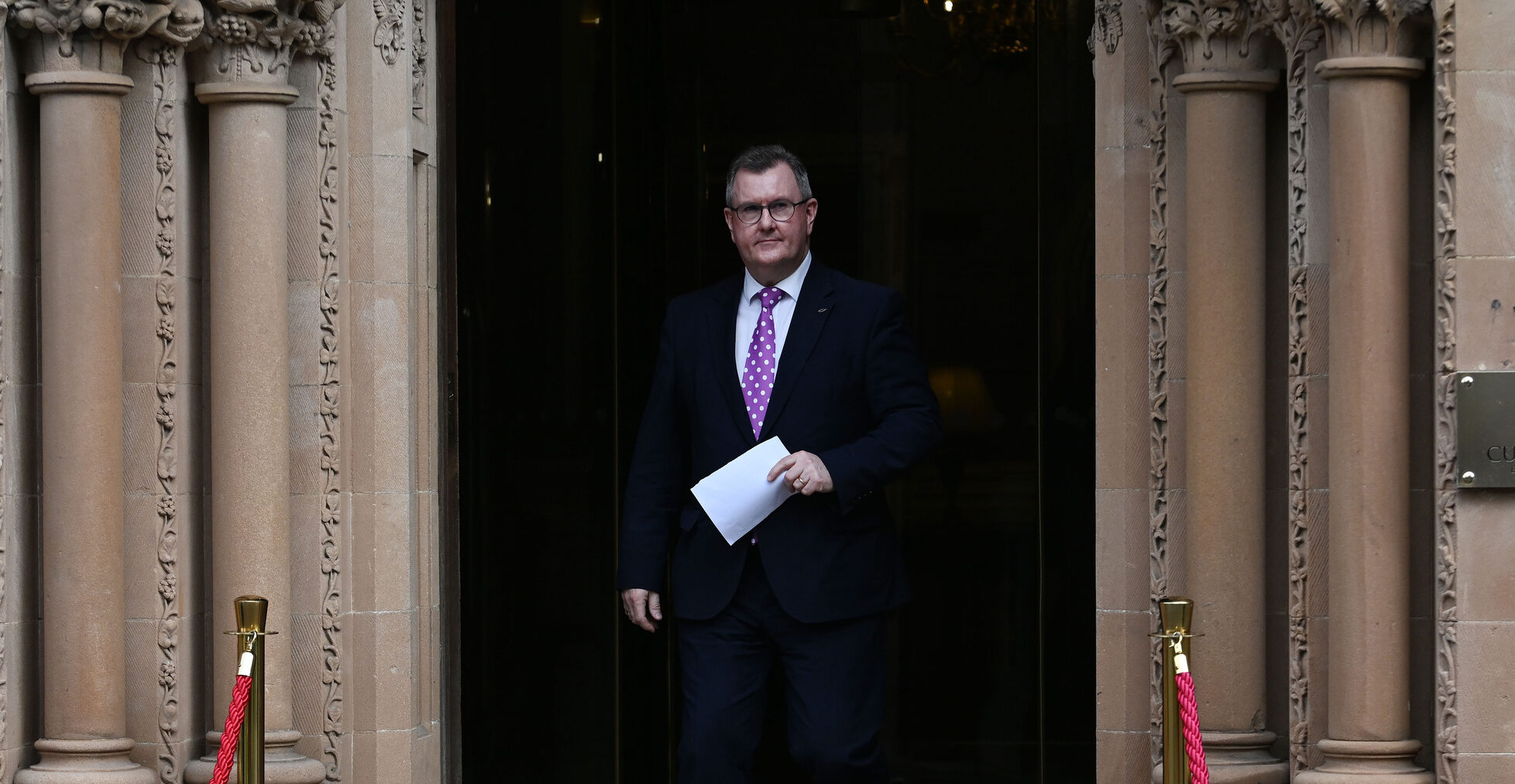 Jeffrey Donaldson has been charged with non-recent sex offences against children. Credit: Getty