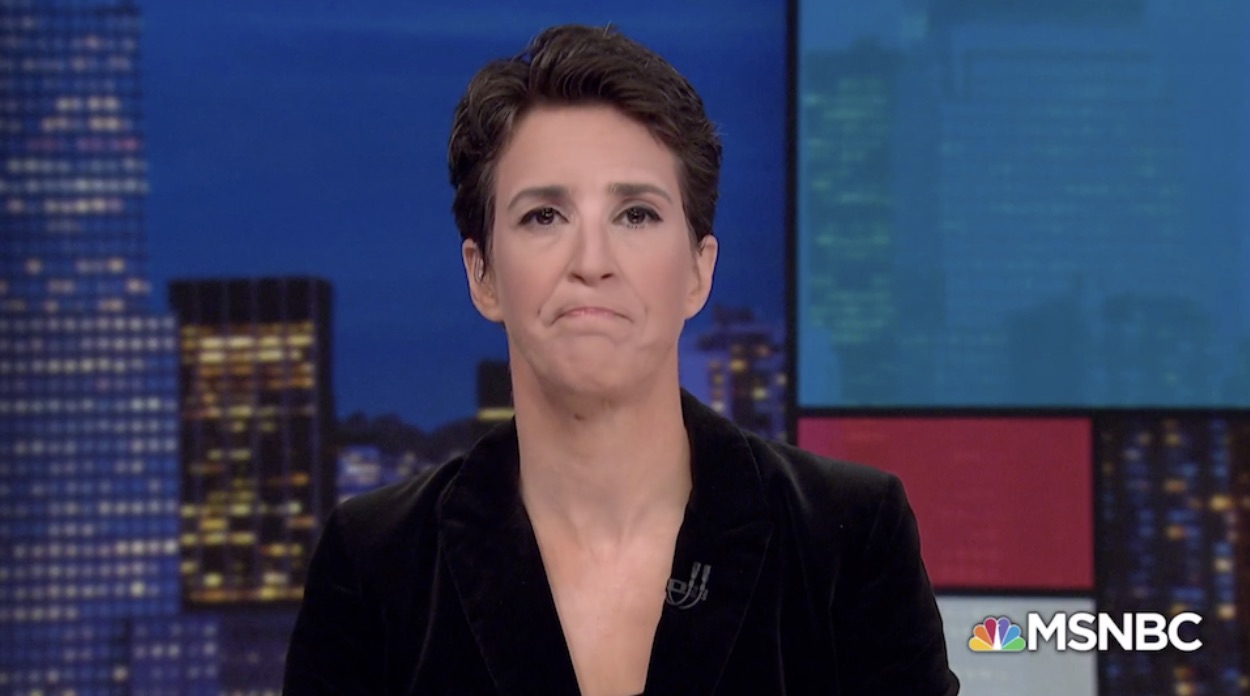 MSNBC's Rachel Maddow shows her appreciation for Trump. Credit: MSNBC