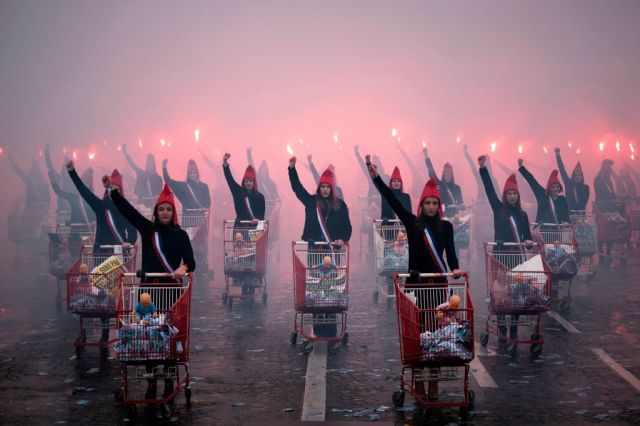 Feminists: Protesting not shopping. (Credit: Lionel Bonaventure/AFP/ Getty)