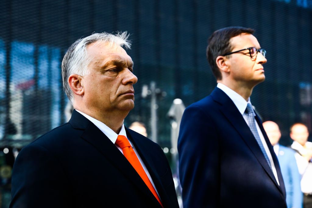 Hungarian Prime Minister Viktor Orbán alongside former Polish prime minister Mateusz Morawiecki. Credit: Getty