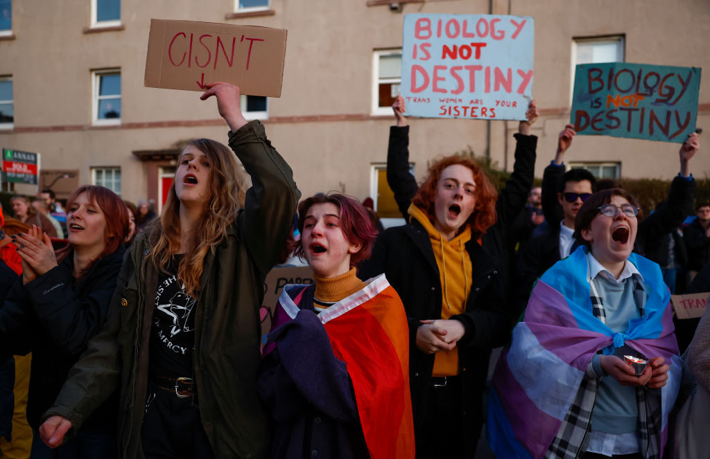 Trans rights activists protest in Edinburgh last year. Credit: Getty