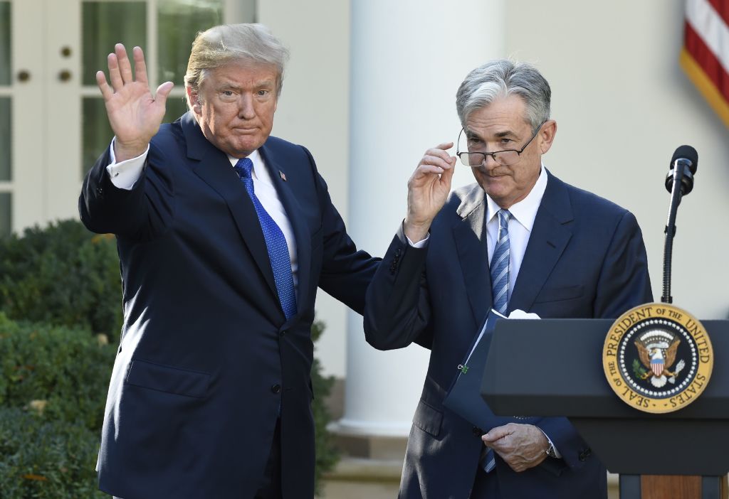 Donald Trump with Federal Reserve chair Jerome Powell. Credit: Getty