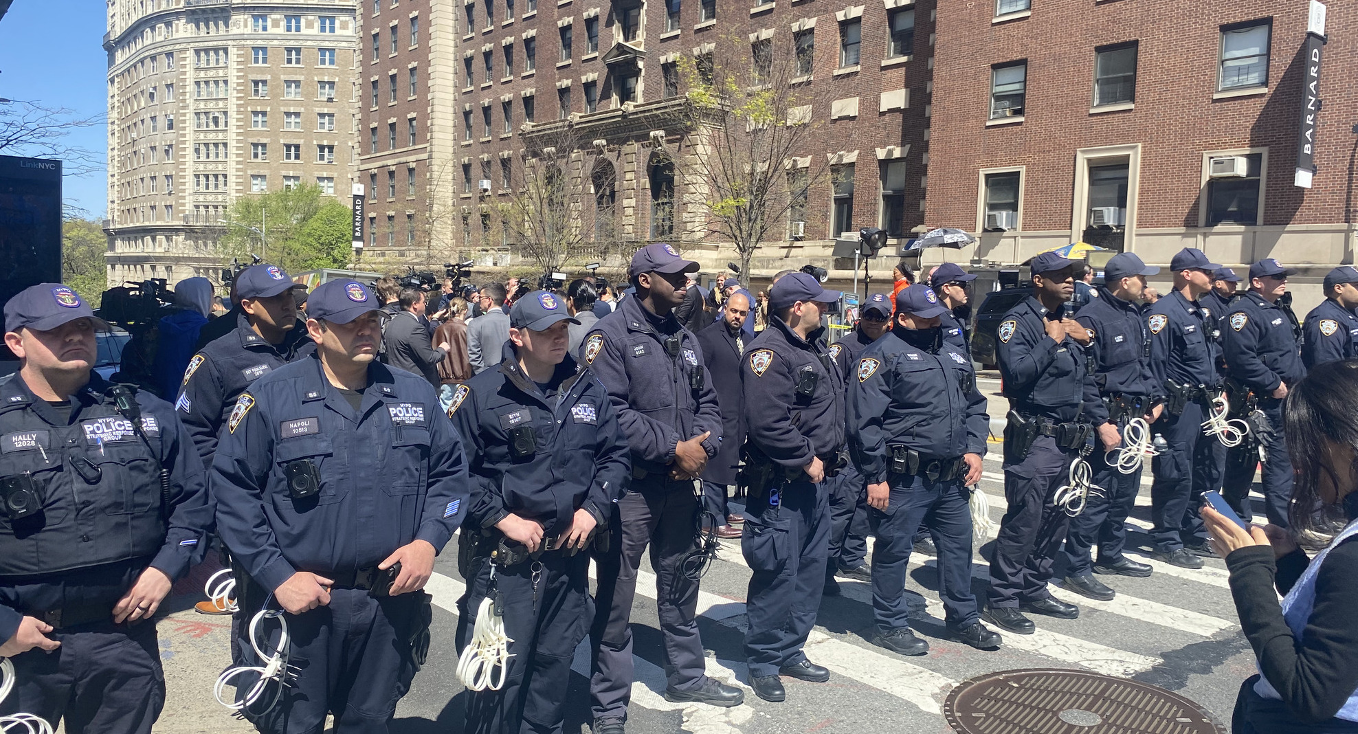 NYPD stand guard on the Upper West Side. 