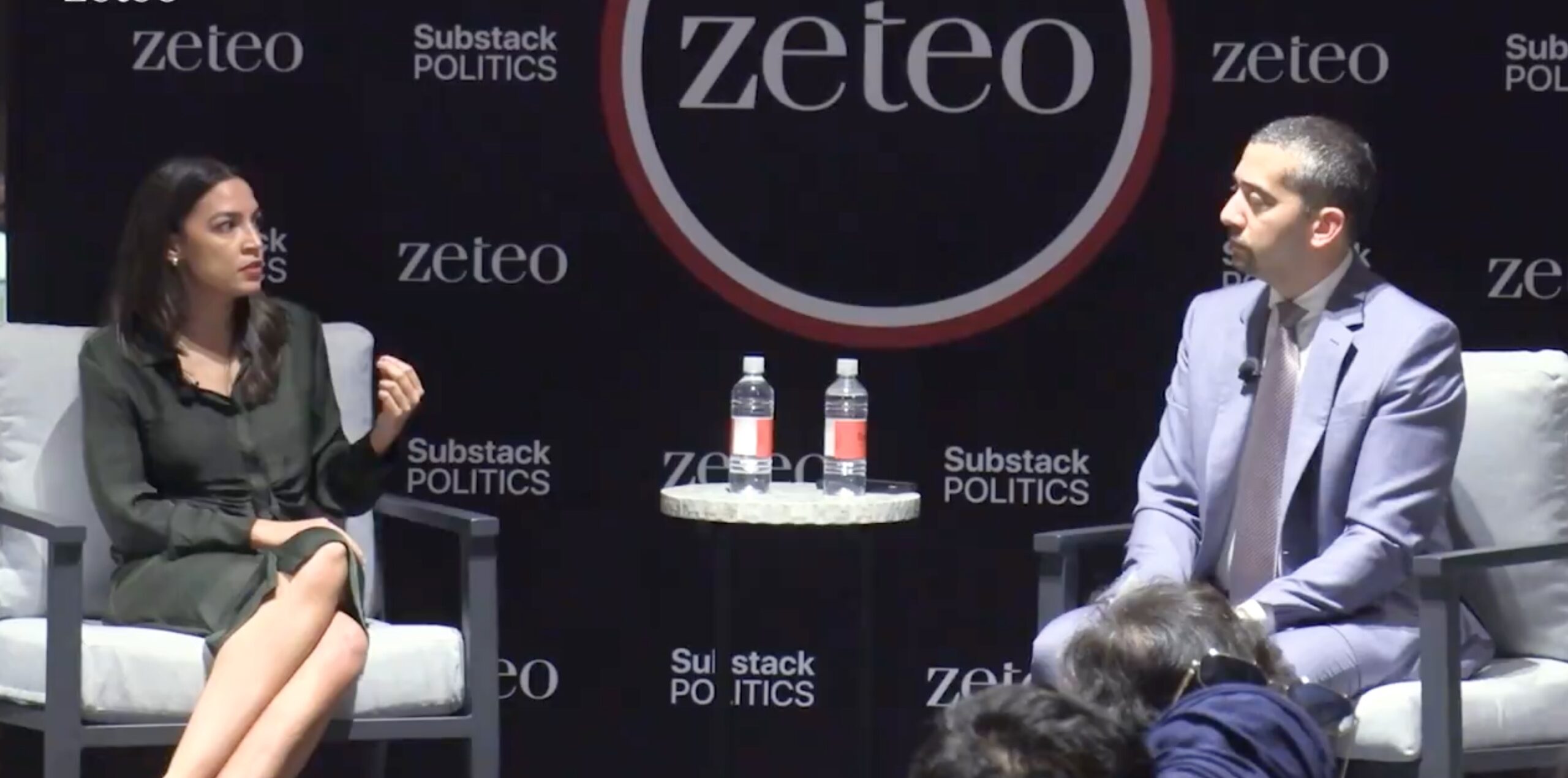 AOC speaks to Mehdi Hasan. Credit: Zeteo