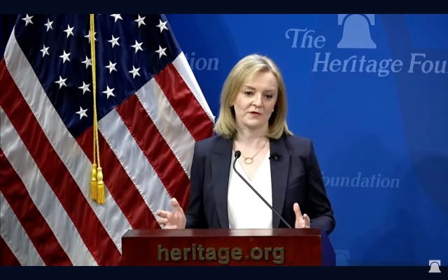 Liz Truss demonstrates her best Trumpian rhetoric. Credit: The Heritage Foundation