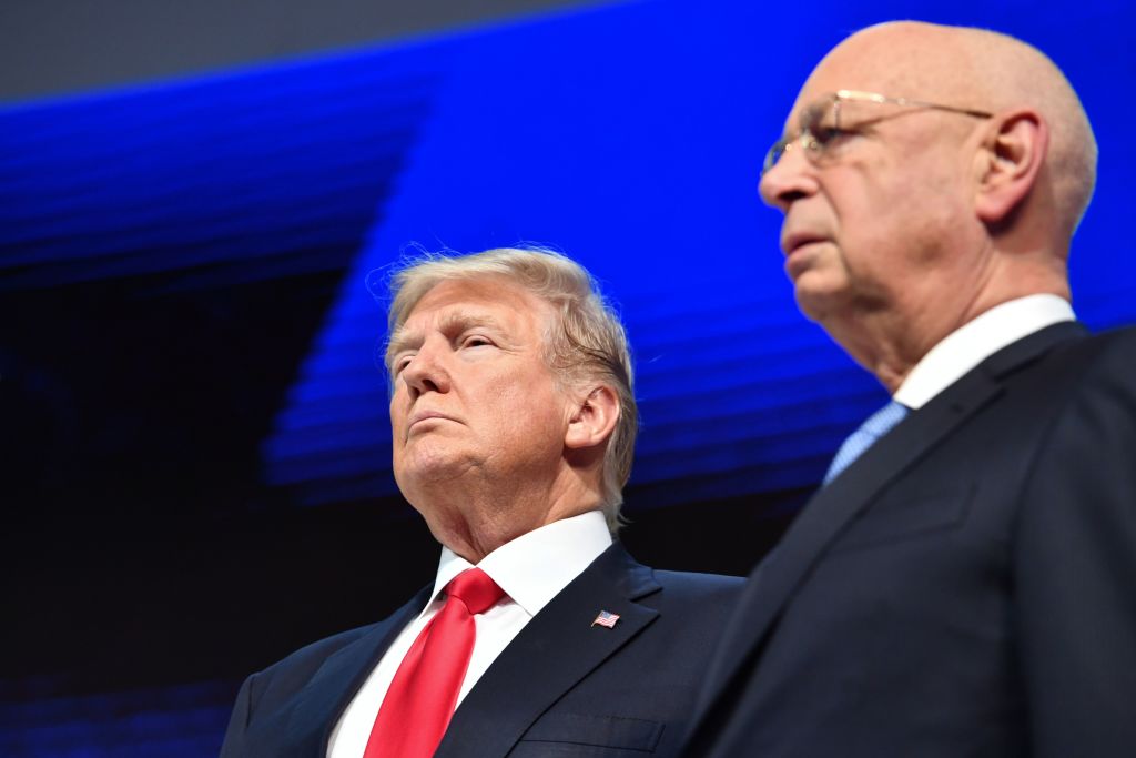 Donald Trump and Klaus Schwab at Davos in 2018. Credit: Getty