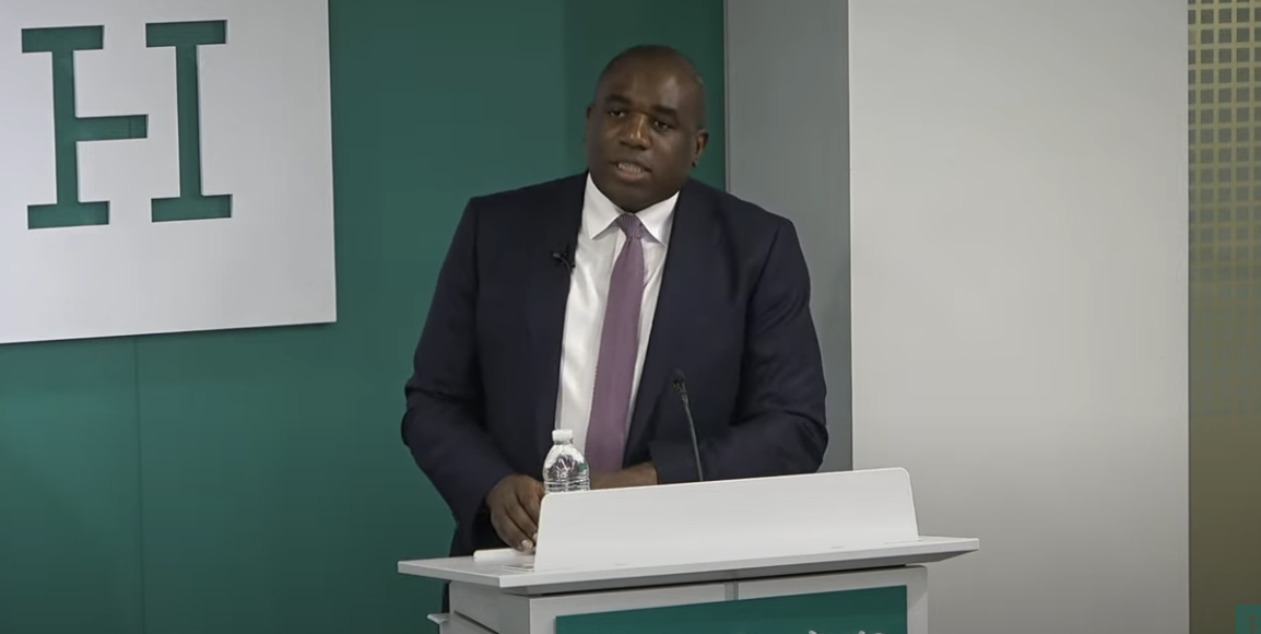 Shadow Foreign Secretary David Lammy speaks at the Hudson Institute. Credit: YouTube