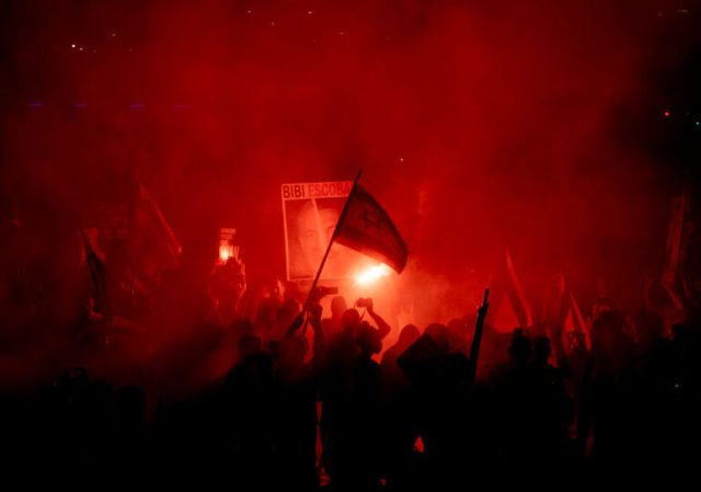 Anti-government protestors in Tel Aviv at the weekend (Amir Levy/Getty Images)