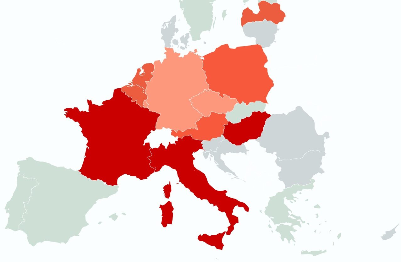 UnHerd's map of Europe, measured by Right-populist parties' share of seats in the European Parliament