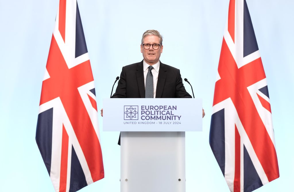 Keir Starmer speaking at the European Political Community summit at Blenheim Palace. Credit: Getty