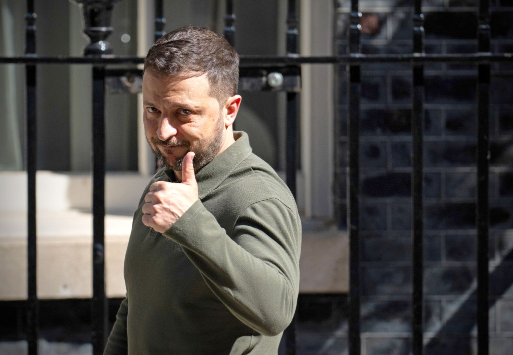 Volodymyr Zelensky leaves Downing Street last week. Credit: Getty