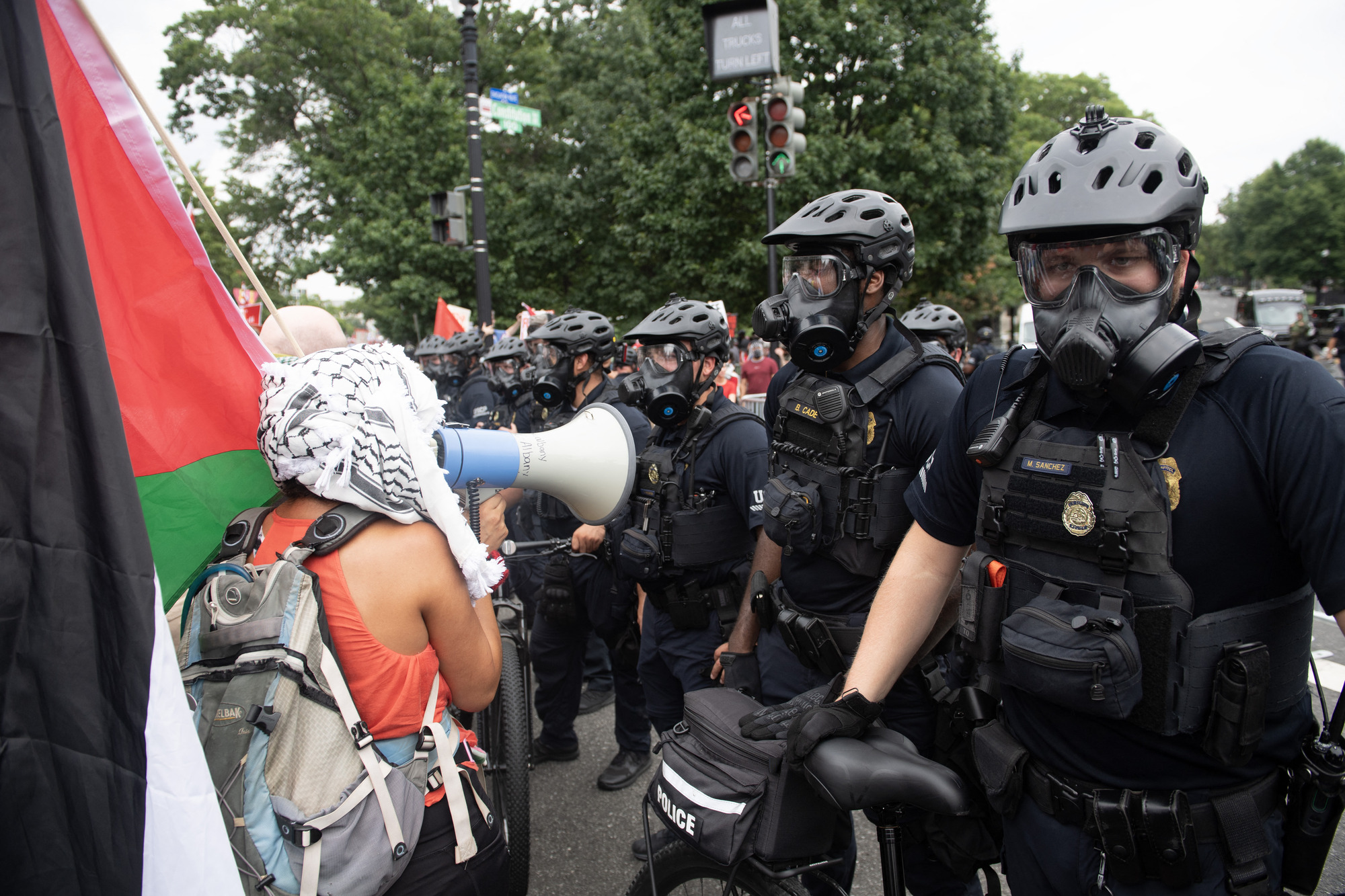 Police were forced to pepper spray protestors in DC. Credit: Getty