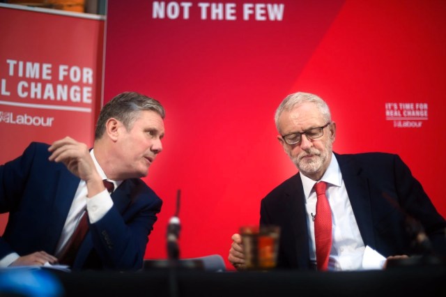 The two most recent Labour leaders campaigning on the road during the 2019 election. (Photo by Peter Summers/Getty Images)