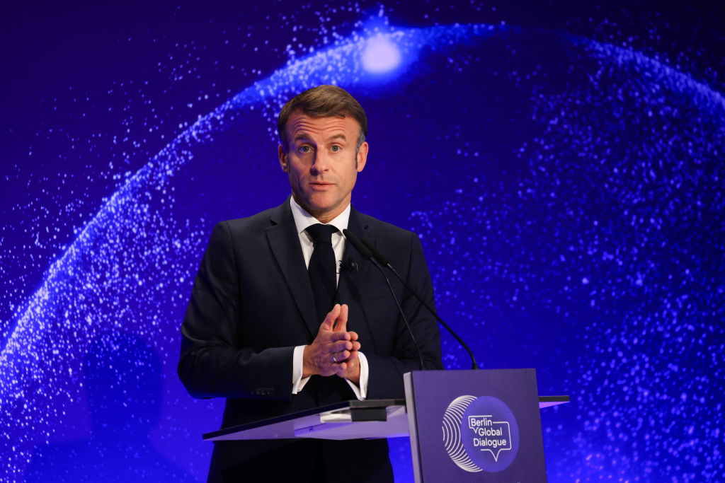 Emmanuel Macron speaks in Berlin this week. Credit: Getty