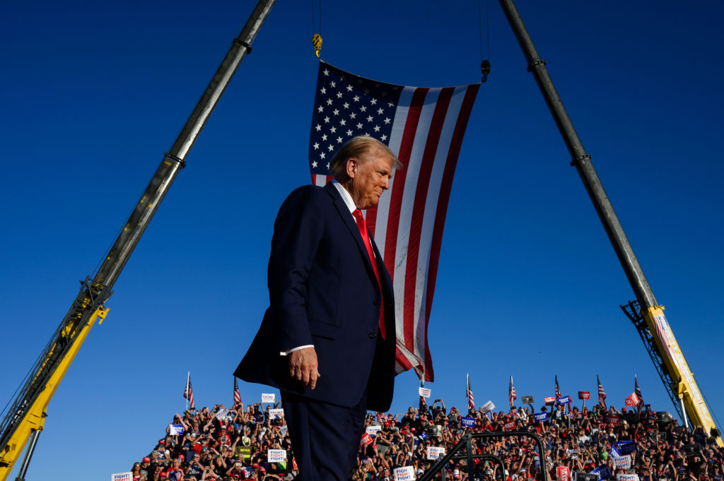 Donald Trump appears at the Butler Farm Show in Butler, Pennsylvania on Saturday. Credit: Getty