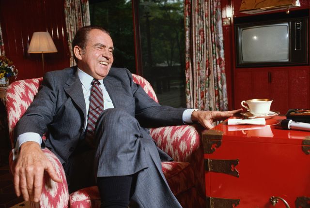 Nixon's 
happier days. Wally McNamee/Corbis via Getty Images.