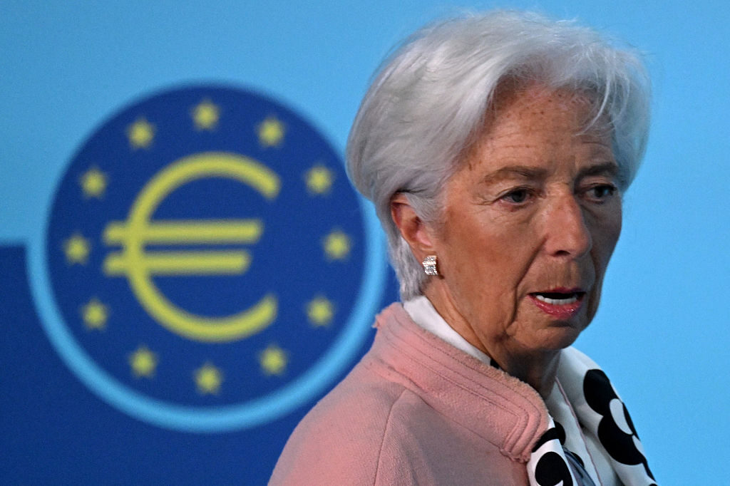 European Central Bank President Christine Lagarde addresses a press conference on the eurozone's monetary policy earlier this month. Credit: Getty