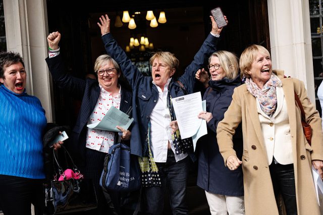 Victory at last. Dan Kitwood/Getty Images.