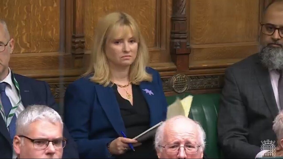 Rosie Duffield looks on during Prime Minister's Questions today. Credit: parliamentlive.tv