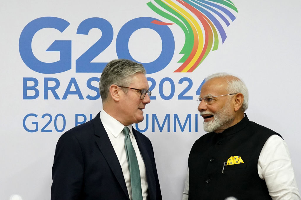 Keir Starmer and Narendra Modi pictured at a G20 summit in Brazil last year. Credit: Getty