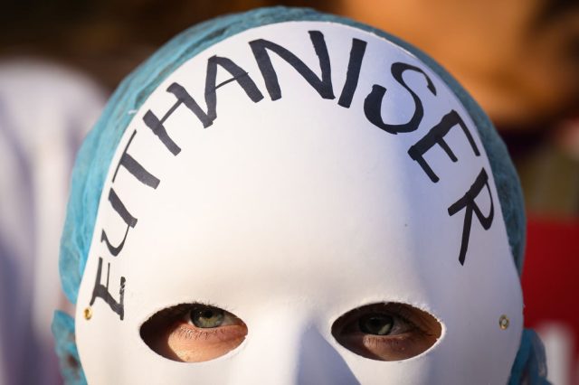 A protestor in London. Credit: Getty