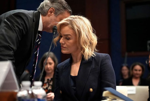 NPR CEO Katherine Maher did not do her cause justice before Congress. Credit: Getty