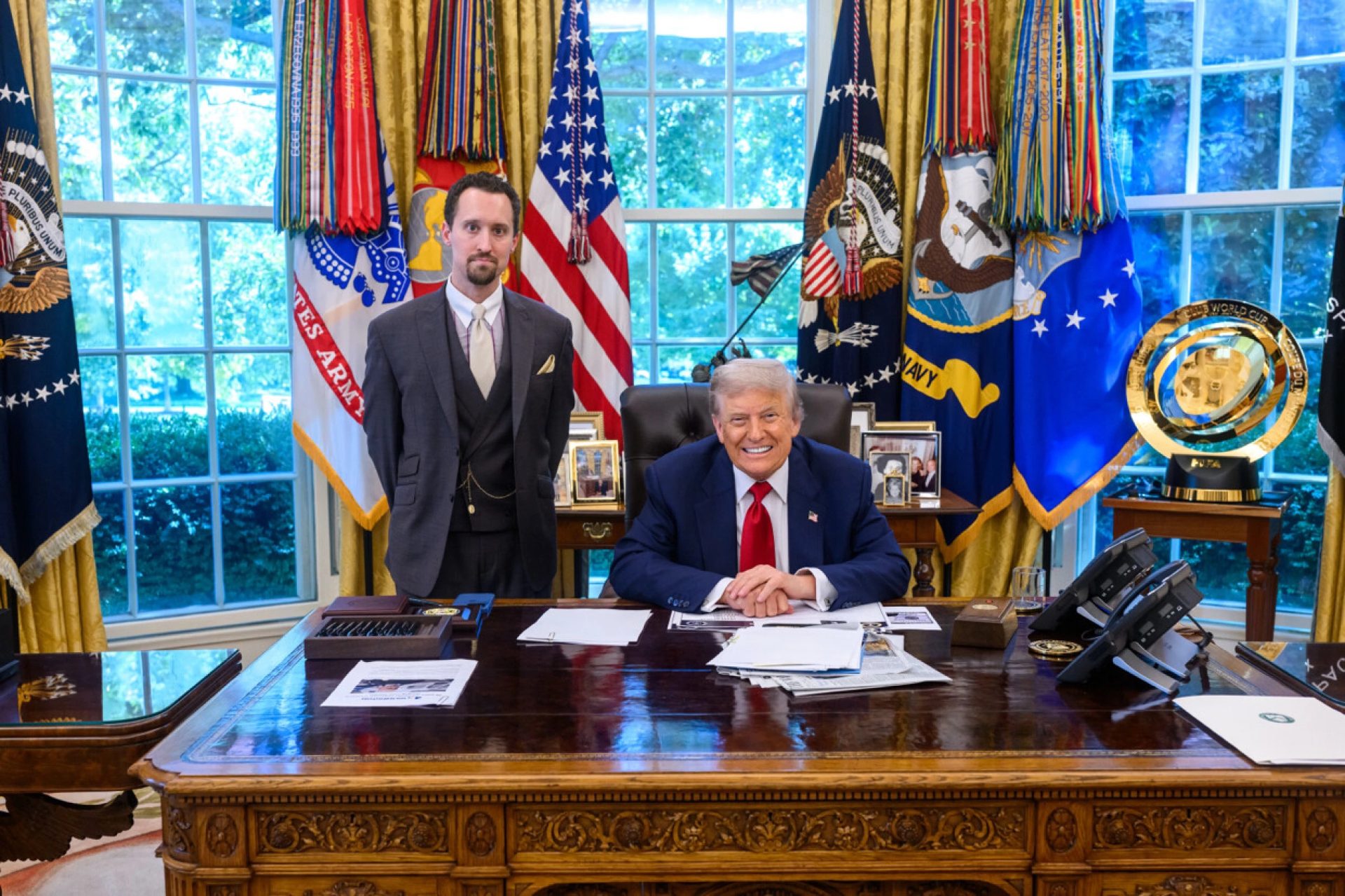 President Trump with his pick for BLS commissioner, EJ Antoni. Credit: White House